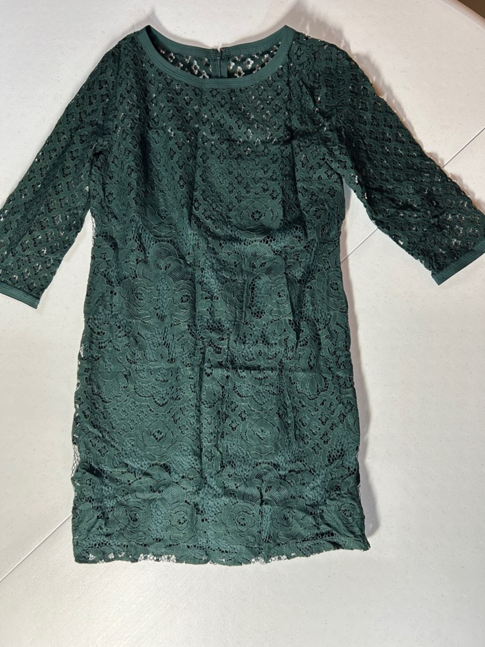 LOFT Dark Green Lace Sheath Dress SIZE 0 LIKE NEW